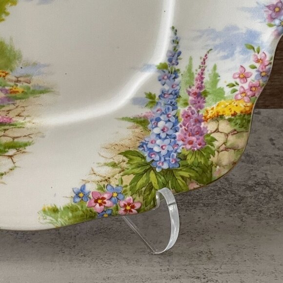 Vintage Royal Albert Kentish Rockery Square Handled Cake Plate 10" England - Picture 5 of 7